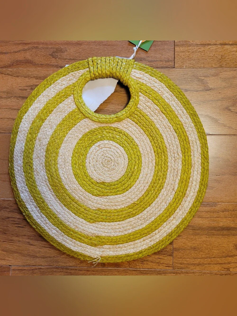 Kate Spade NY Lime & Natural Striped Round Rowanda Straw Handbag Clutch NWT